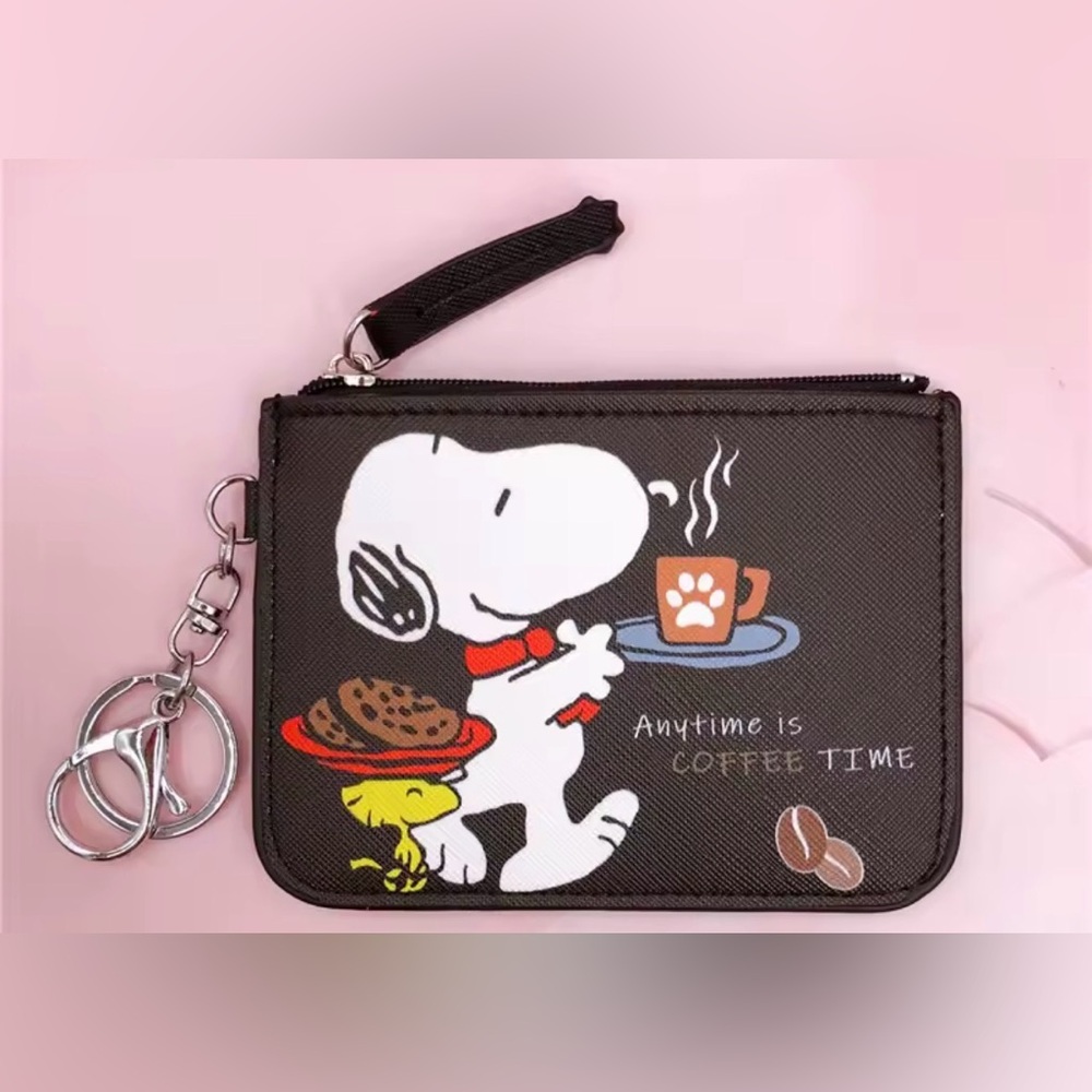 New Snoopy Peanuts Coffee Theme Coin Purse / Card Holder